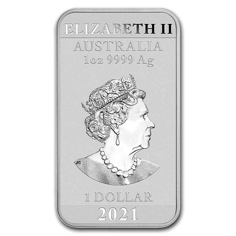 Australia 2021 $1 Uncirculated Rectangular Dragon 1oz Silver Coin