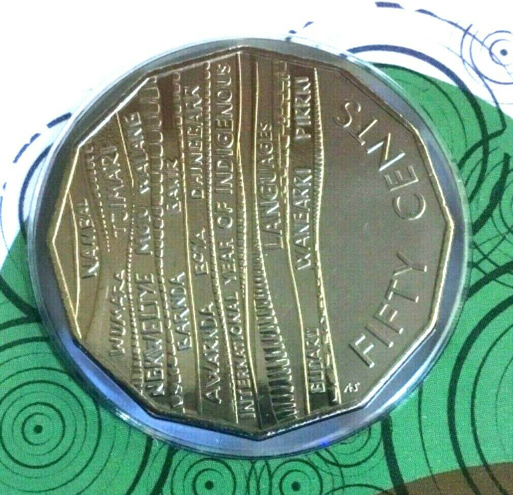 Australia 2019 50 Cent Frosted Uncirculated International Year of Indigenous Languages Carded