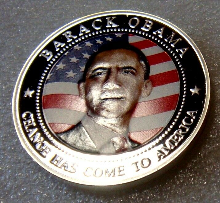 Liberia 2009 $5 Barack Obama Proof Coloured Silver Plated
