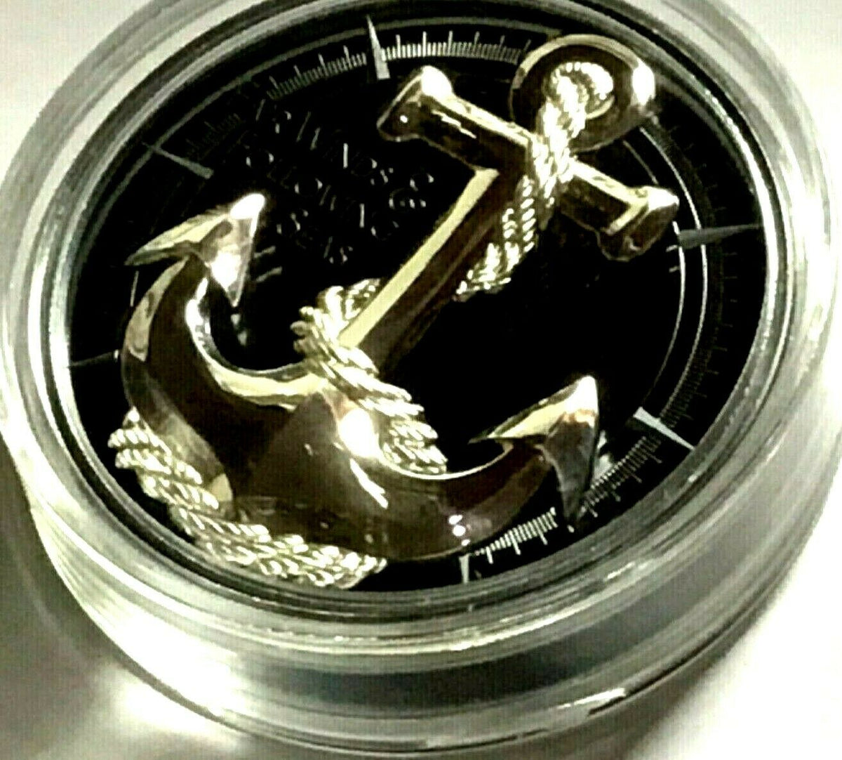 Cook Islands 2019 $10 Black Proof Anchor Fair Winds & Following Seas High Relief 2 Oz Silver