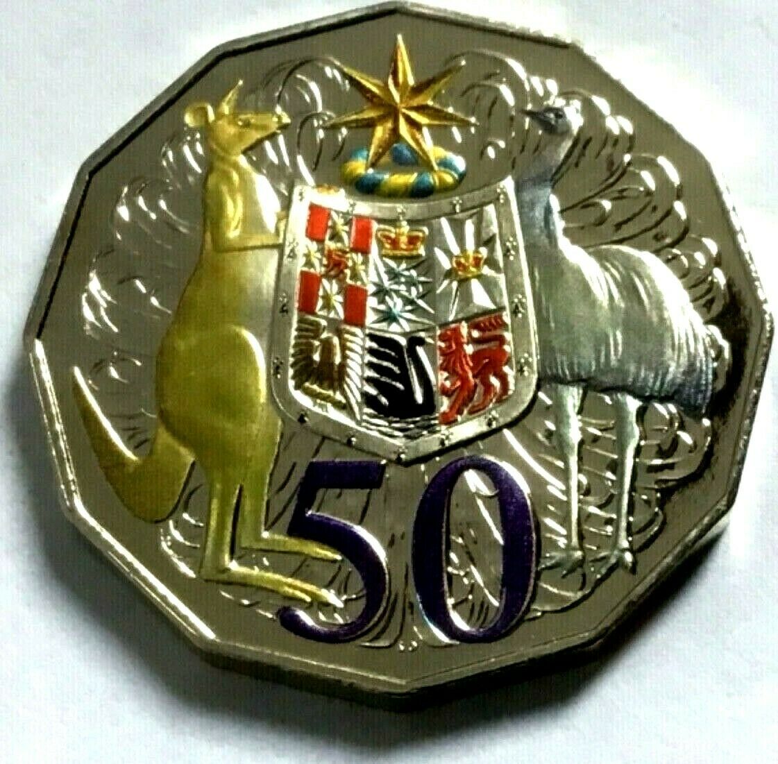 Australia 2012 50 Cent Uncirculated Hypermetal Colour Coat of Arms
