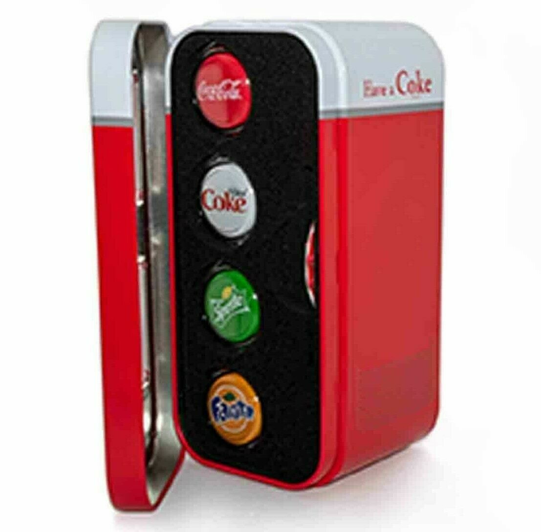 Fiji 2020 $1 Proof Bottle Cap Shaped Silver 4-Coin Set Coca-Cola Coke Vending Machine
