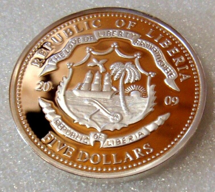Liberia 2009 $5 Barack Obama Proof Coloured Silver Plated