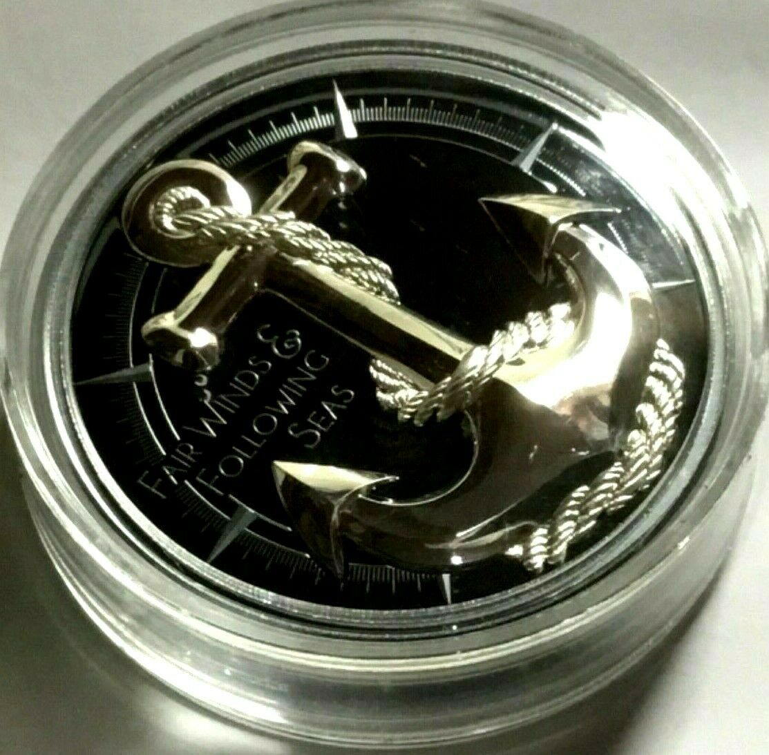 Cook Islands 2019 $10 Black Proof Anchor Fair Winds & Following Seas High Relief 2 Oz Silver