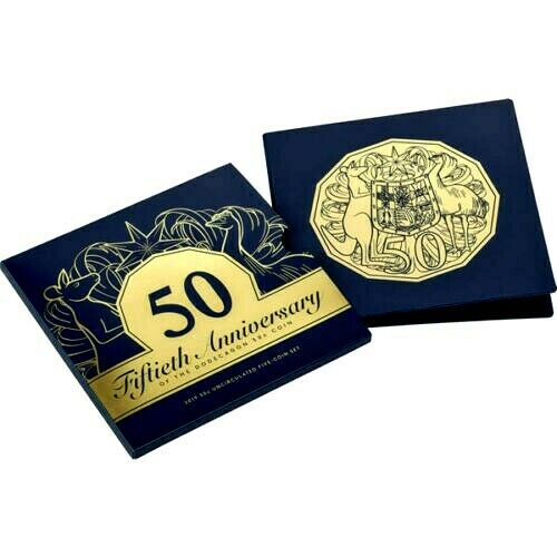 Australia 2019 5 Coin 50 Cent Set 50th Anniversary of the 50 Cent including Gold Plated 50 Cent