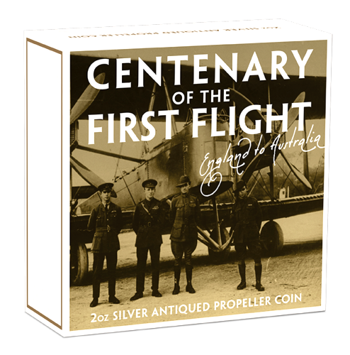 Australia 2019 $2 Centenary Of The First Flight 2 Oz Antiqued Silver with Rotating Propeller Perth Mint