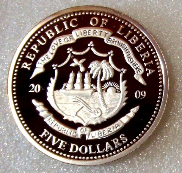 Liberia 2009 $5 Barack Obama Proof Coloured Silver Plated