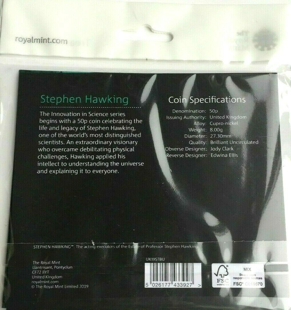 United Kingdom 2019 50p Celebrating the Life of Stephen Hawking BU Coin Pack