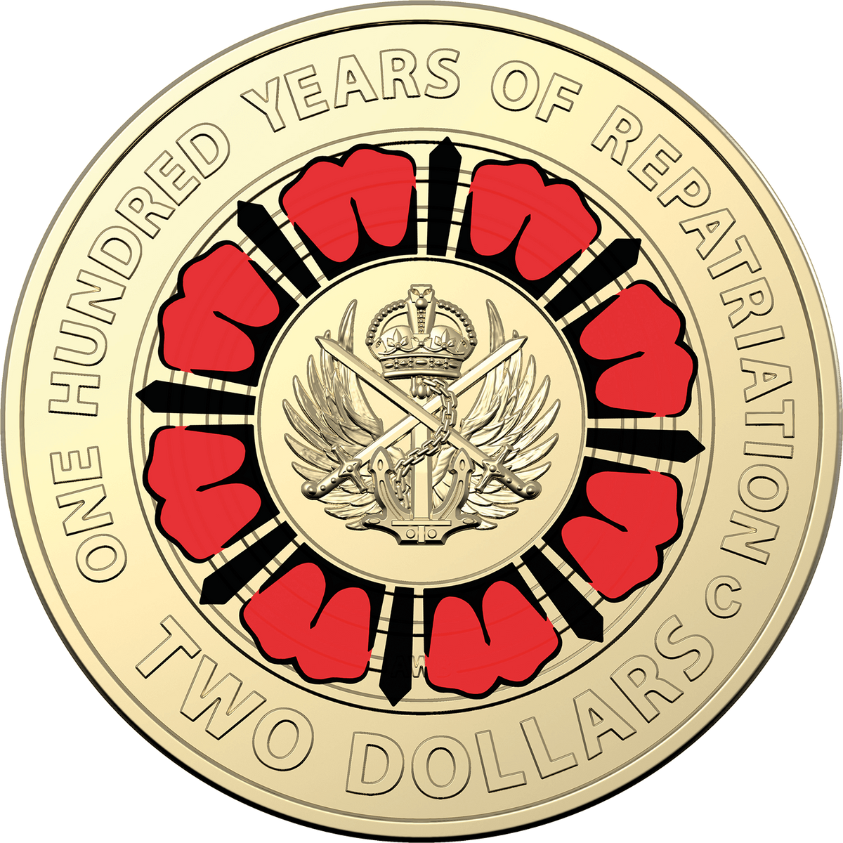 Australia 2019 $2 Coloured Uncirculated 100 Years of Repatriation ANZAC Day Lest We Forget C Mintmark