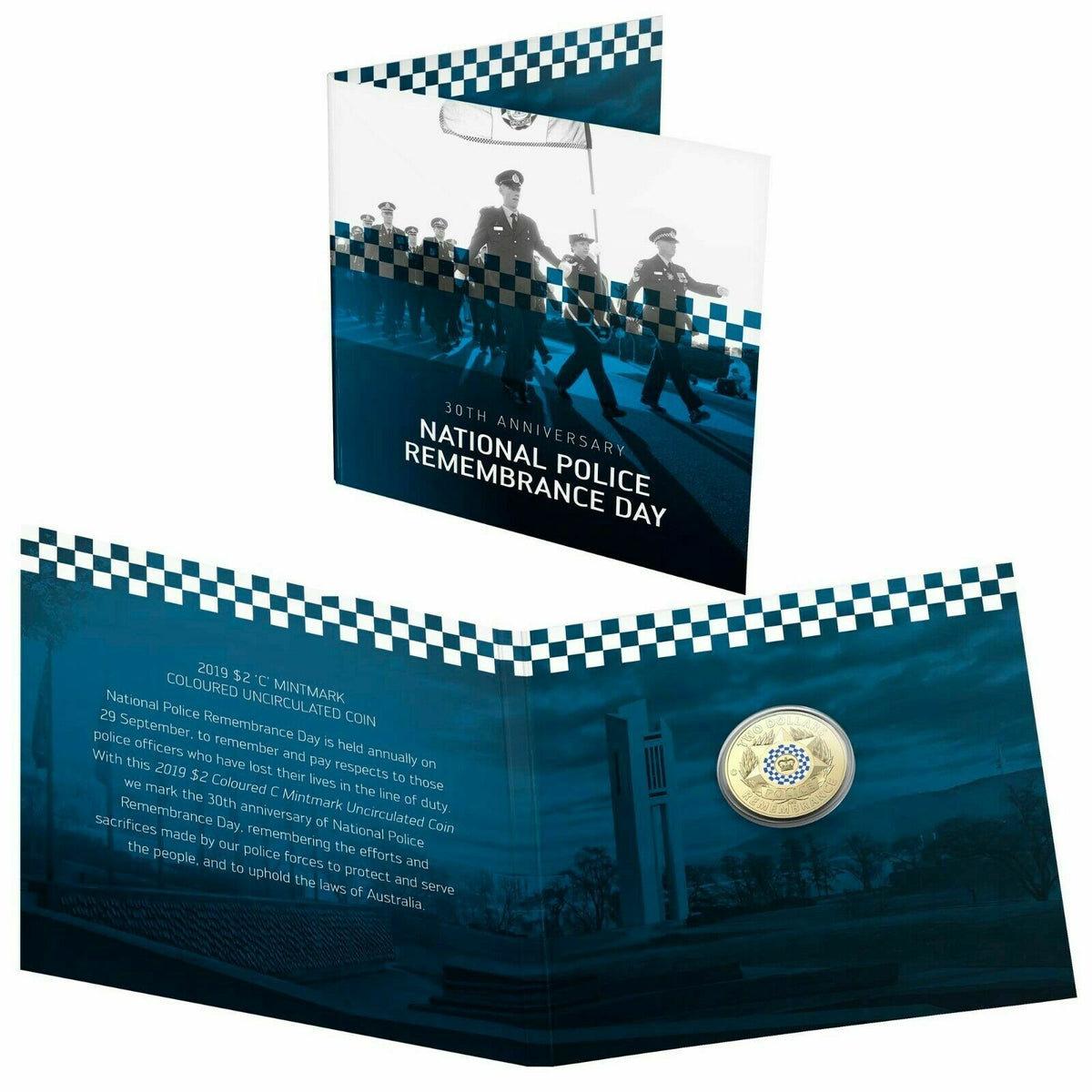 Australia 2019 $2 Coloured Uncirculated Police Remembrance Day Coloured C Mintmark