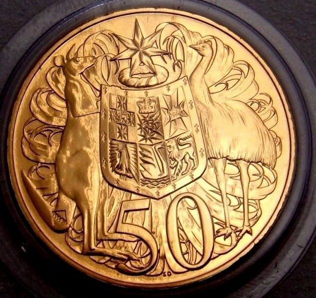Australia 2016 50 Cent Gold Plated Specially Polished Dies Round WMF 1st Privy Mark Low Mint 5000