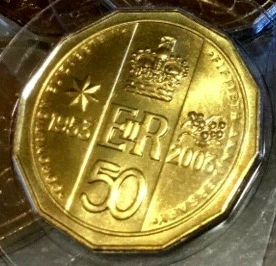 Australia 2003 50 Cent Bronze Uncirculated Golden Jubilee Coronation Stamp and Coin Cover PNC