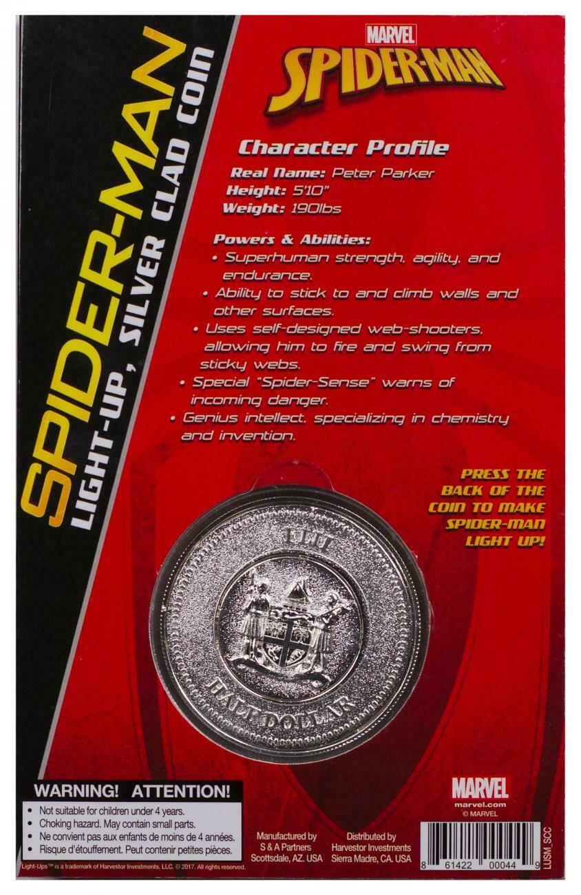 Fiji 2017 50c Half Dollar Spider Man Marvel Light-Ups Coloured Uncirculated