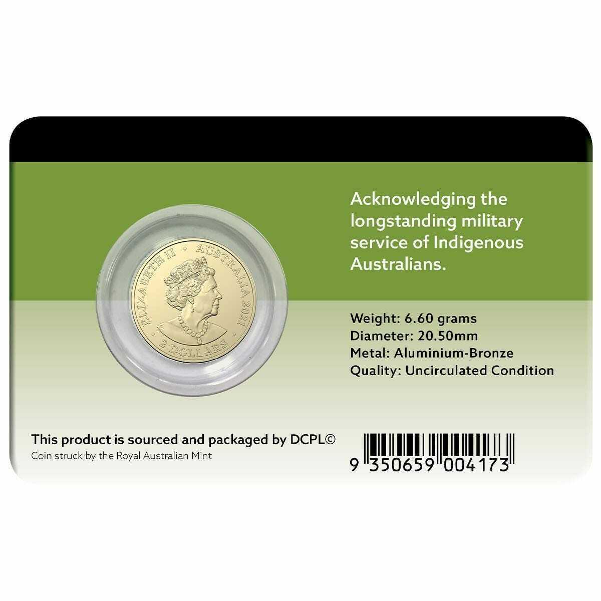 Australia 2021 $2 ANZAC Indigenous Military Service Al-Br Coin Pack Coloured Uncirculated
