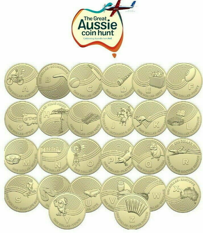 Australia 2019 $1 Uncirculated The Great Aussie Coin Hunt A-Z Carded Set