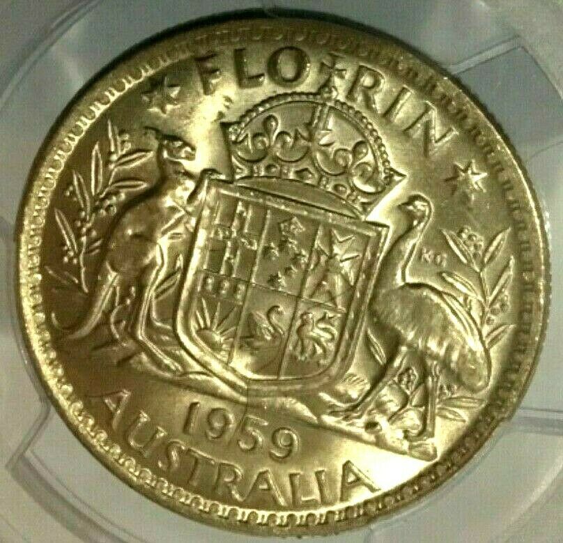 Australia 1959 Florin Uncirculated 'Emu's Egg' PCGS MS63