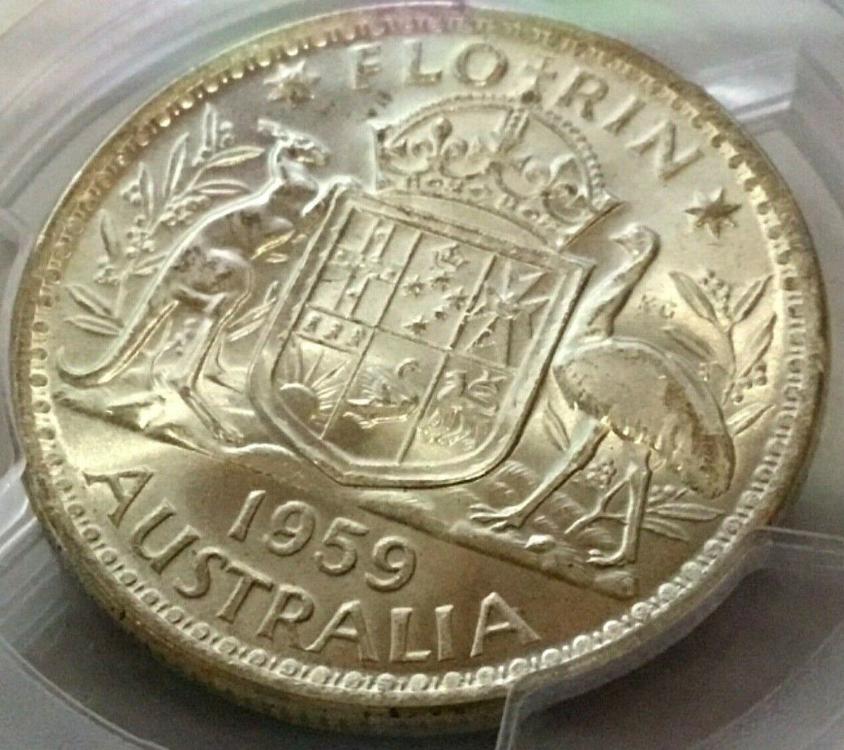 Australia 1959 Florin Uncirculated 'Emu's Egg' PCGS MS63