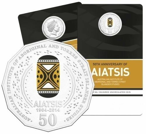 Australia 2014 50 Cent Coloured Uncirculated AIATSIS Carded