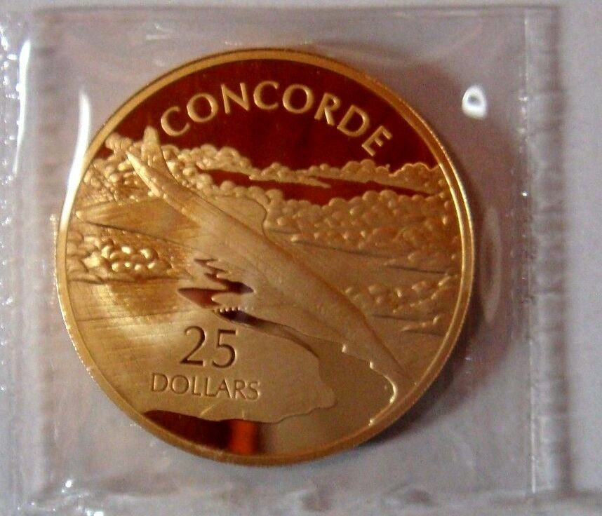 Australia 2005 $25 Concorde 1 Oz .999 Silver 24k Gold Plated Proof