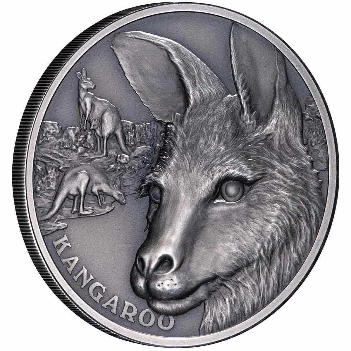 Niue 2021 $1 Kangaroo 1oz Silver Antique Coin