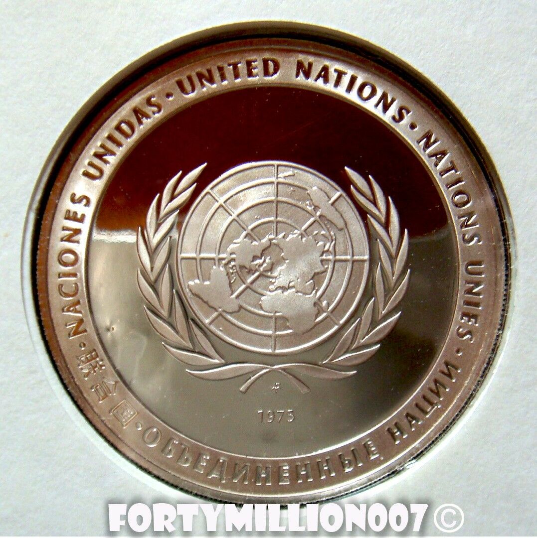 United Nations 1975 Medal Proof International Women's Year Silver First Day Cover Stamp and Medal Cover PMC