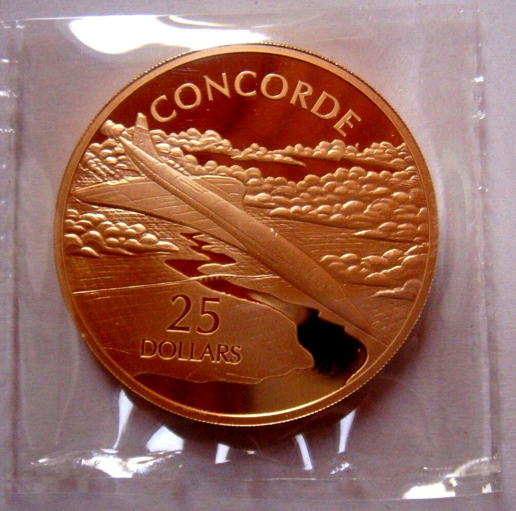 Australia 2005 $25 Concorde 1 Oz .999 Silver 24k Gold Plated Proof