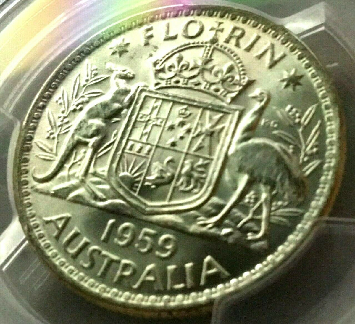 Australia 1959 Florin Uncirculated 'Emu's Egg' PCGS MS63
