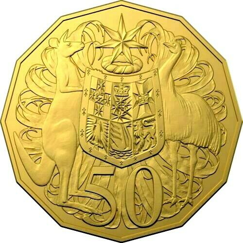 Australia 2019 5 Coin 50 Cent 5-coin Set 50th Anniversary of the 50 Cent including Gold Plate 50 Cent Reverse