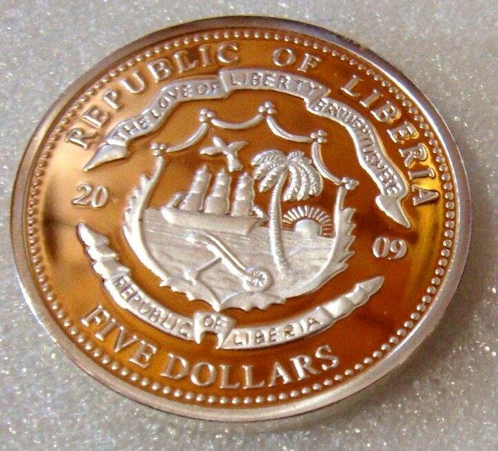 Liberia 2009 $5 Barack Obama Proof Coloured Silver Plated