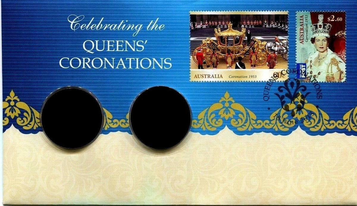 Australia 2013 Empty Coronation Stamp and Coin Cover PNC + Plastic Envelope Sans Coins