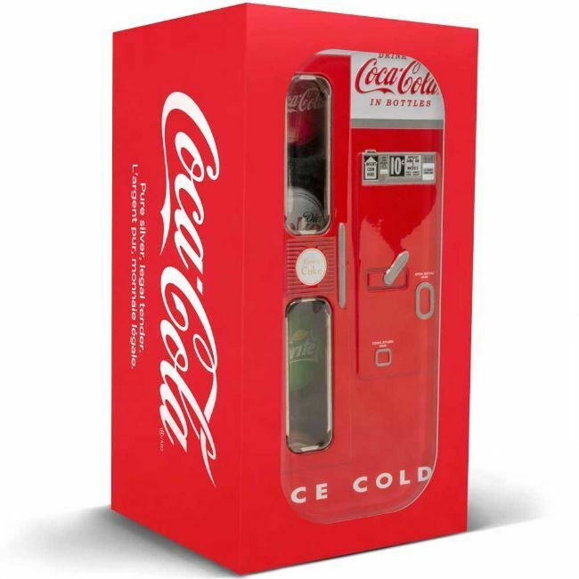 Fiji 2020 $1 Proof Bottle Cap Shaped Silver 4-Coin Set Coca-Cola Coke Vending Machine