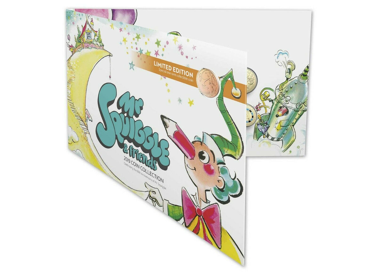 Australia 2019 $1 and $2 Coloured Uncirculated 60th Anniversary of Mr Squiggle and Friends Set