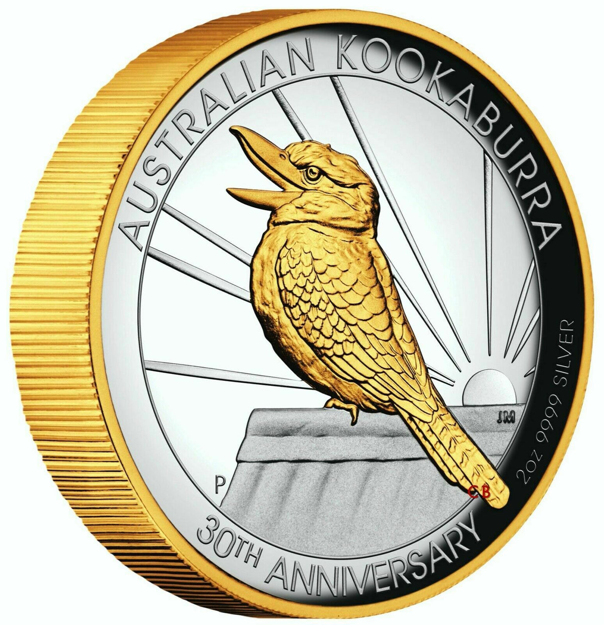 Australia Kookaburra 2020 $1 Proof 2 Oz Silver 24K Gold Gilded High Relief