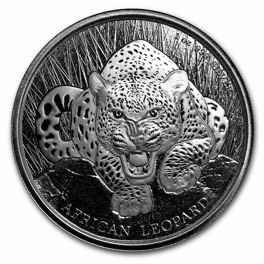 Ghana 2017 5 Cedis African Leopard Scottsdale Mint 1 Oz Silver Prooflike