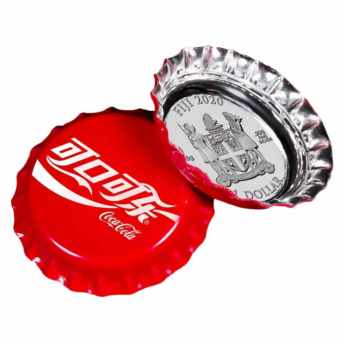 Fiji 2020 $1 Coke Coca-Cola Bottle Cap China Edition 6g Silver Proof