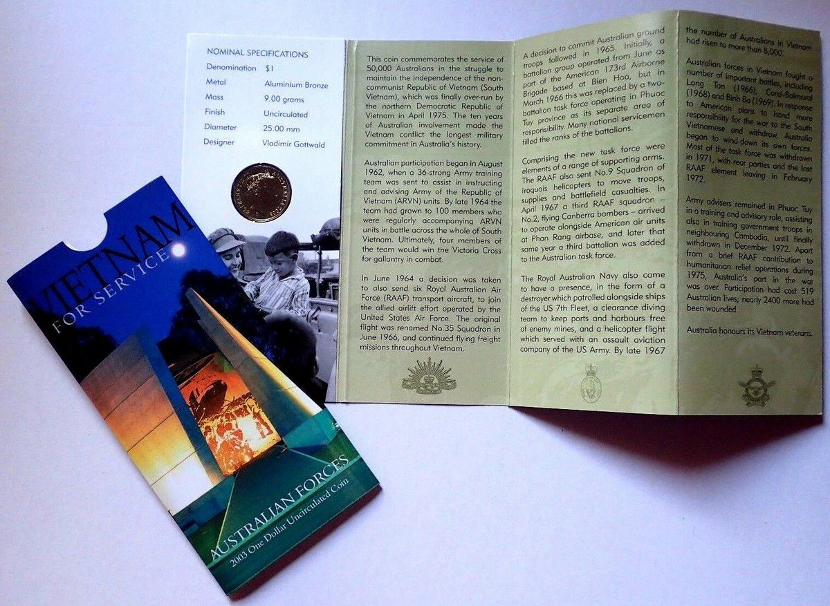 Australia 2003 $1 Uncirculated Vietnam Forces Only 57,000 Made