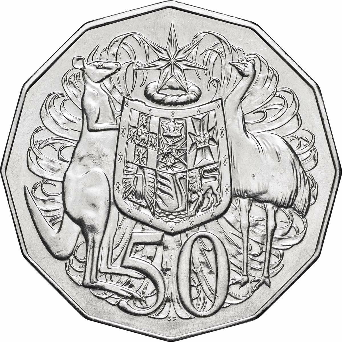 Australia 1966 – 2019 50 Cent Uncirculated Queen Elizabeth II Portrait 7-coin collection