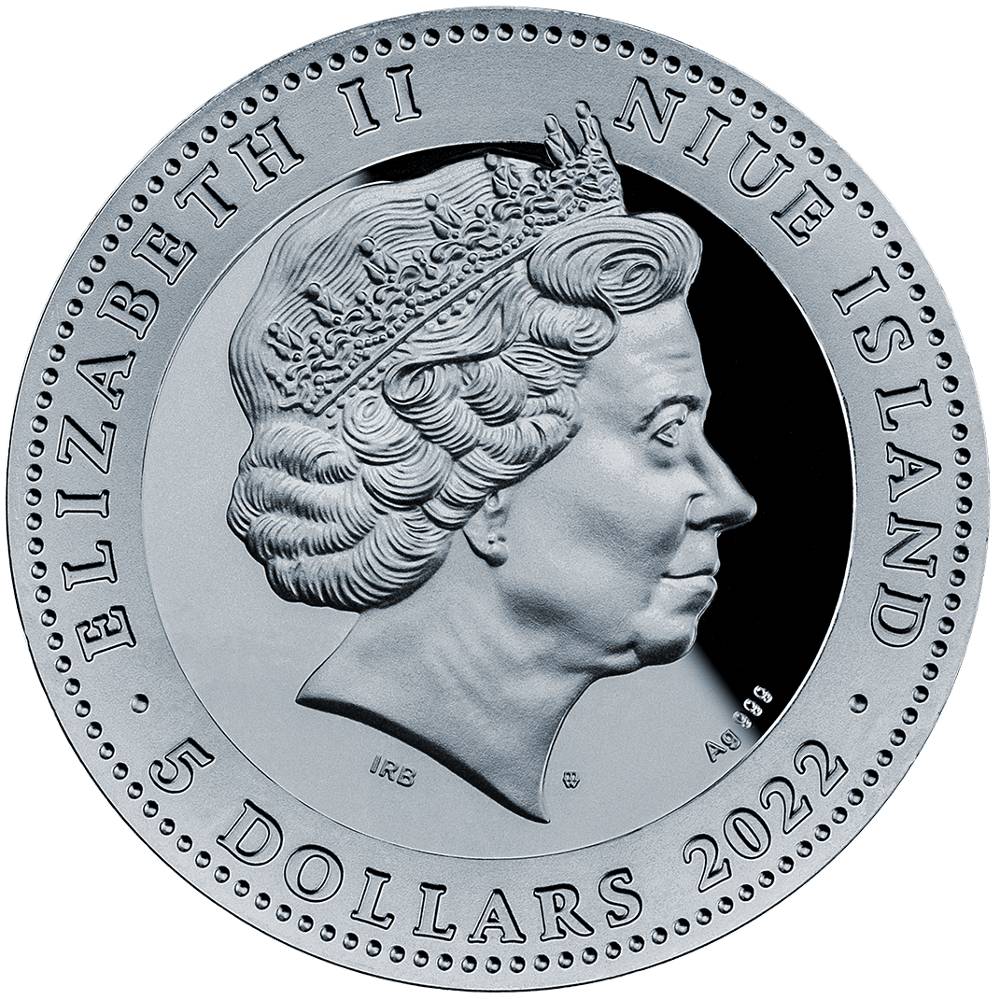 Niue 2022 Freya From the Goddess of Love Series 2 oz Pure Silver, Black Proof, Antiqued, High Relief, Microprinting, Laser Frosting, Resin Fill Coin