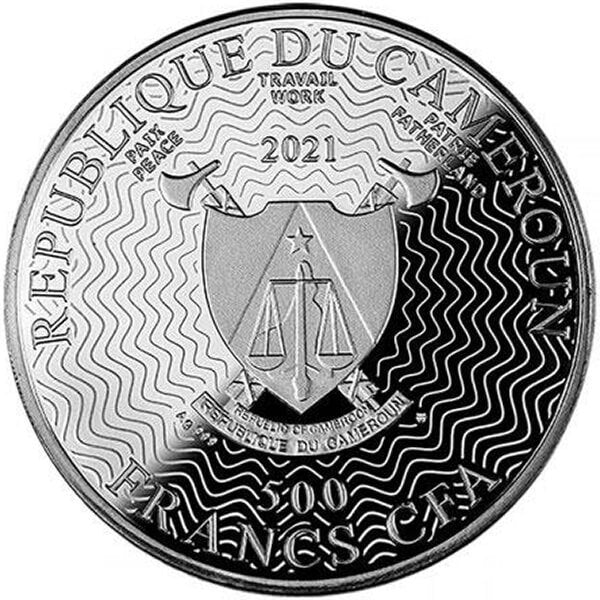 Cameroon 2021 500 Francs Silver Ruthenium Proof Coin - Solar System Series - Saturn with Magnifying Lens Coloured