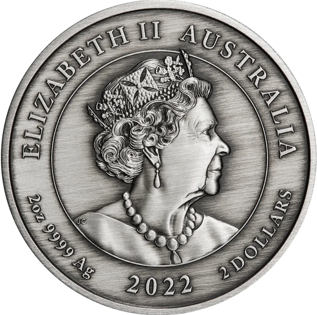 Australia 2022 $2 Maali Swan 2 oz .9999 Antique Silver Perth Mint