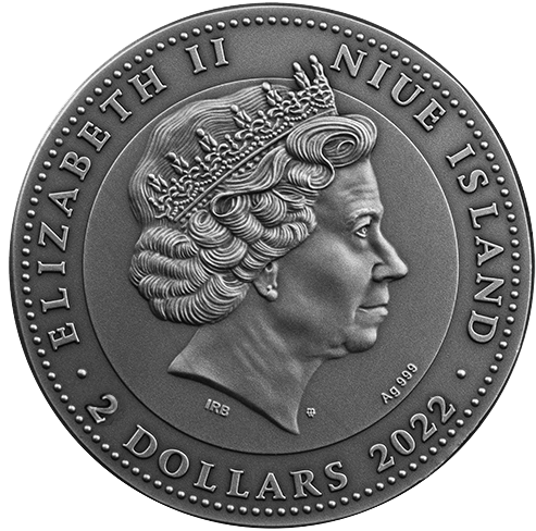 Niue 2022 $2 Hebrew Calendar 2oz Silver Antiqued High Relief Coin