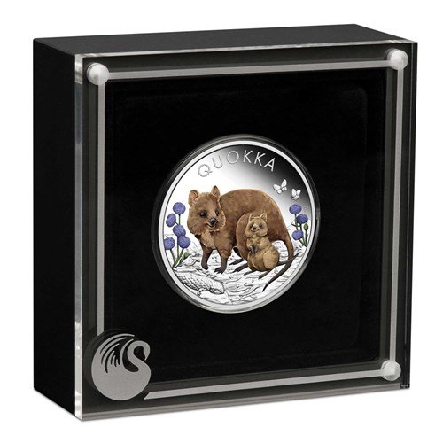 Australia 2022 $1 Quokka 1oz Silver Proof Coloured Coin Perth Mint