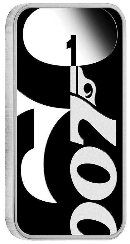 Tuvalu 2022 $1 60 Years of Bond 1oz Silver Proof Rectangular Coin