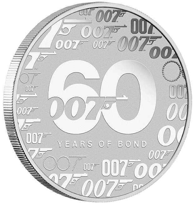 Tuvalu 2022 $1 James Bond 60 Years of Bond 1oz Silver Brilliant Uncirculated Coin in Card Perth Mint