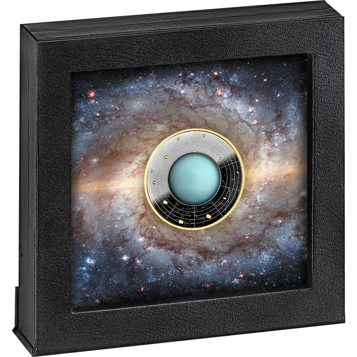 Cameroon 2021 500 Francs Silver Ruthenium Proof Coin - Solar System Series - Uranus with Magnifying Lens Coloured