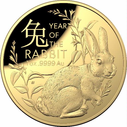 Australia 2023 $100 Domed Gold Proof Coin - Lunar calendar - Year of the Rabbit