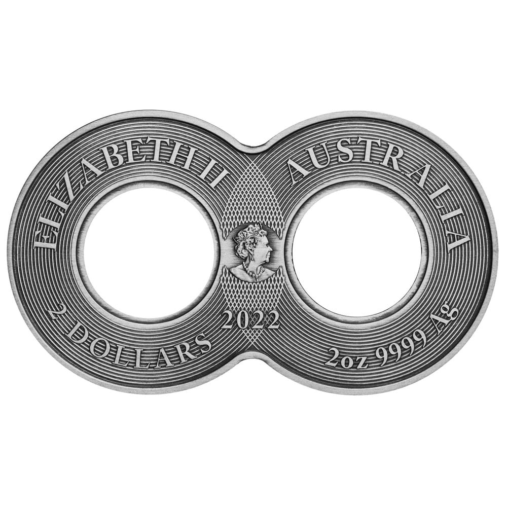 Australia 2022 $2 Ouroboros 2oz .9999 Silver Antiqued Coloured Coin Perth Mint