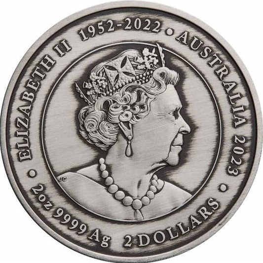 Australia 2023 $2 Ningaloo Eclipse 2oz Silver Antiqued Coloured Coin Perth Mint
