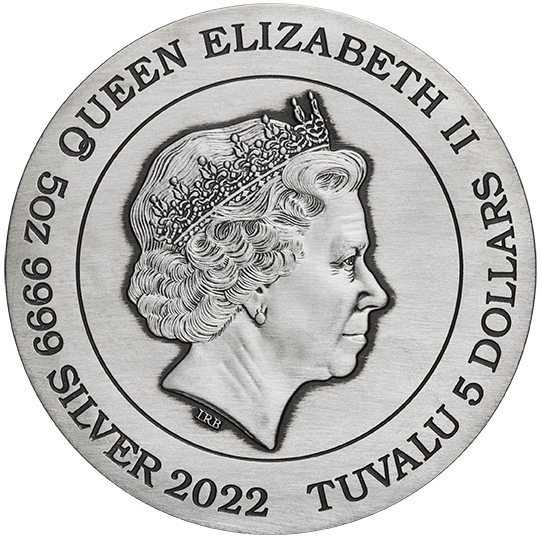 Tuvalu 2022 $5 2022 5oz Signs of the Zodiac Silver Antiqued Coloured Coin Perth Mint
