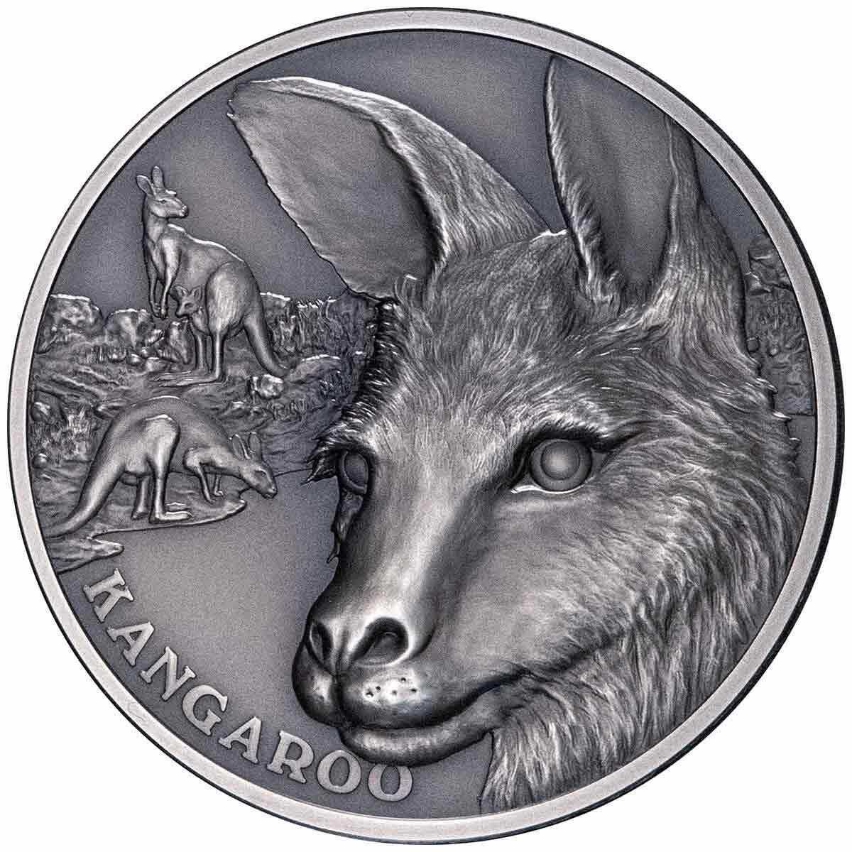 Niue 2021 $1 Kangaroo 1oz Silver Antique Coin